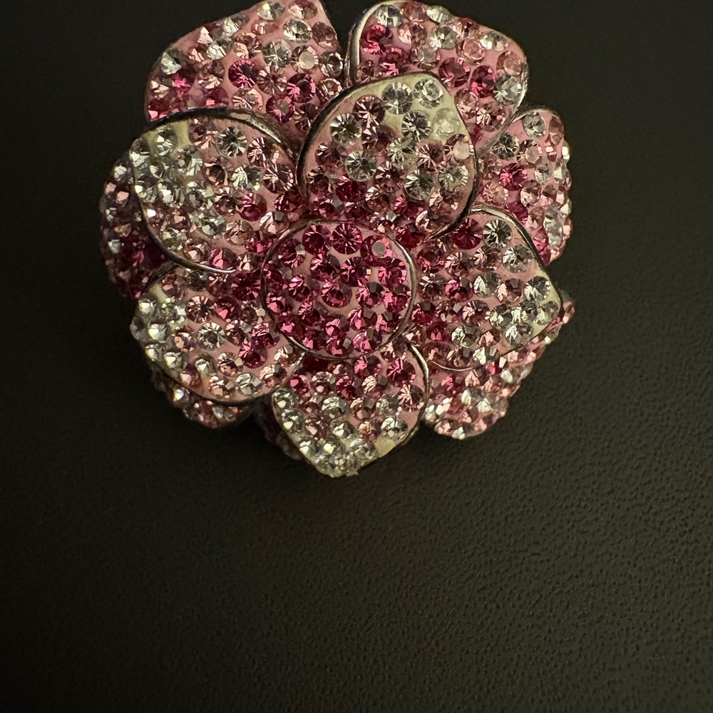 Elegant Pink and Silver Floral Ring